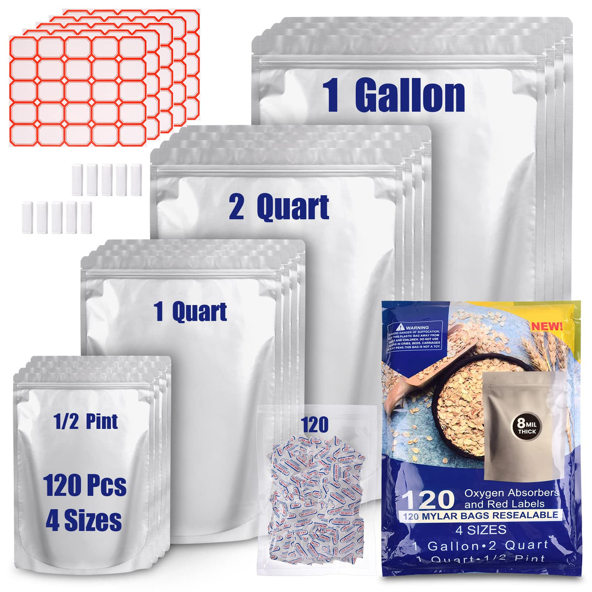 Leboduo 1 gallon Mylar bag with zipper seal for durable storage