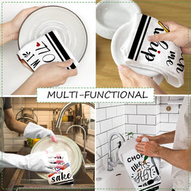 Lebsitey towel featuring egg beater pattern adds playful decor while drying dishes