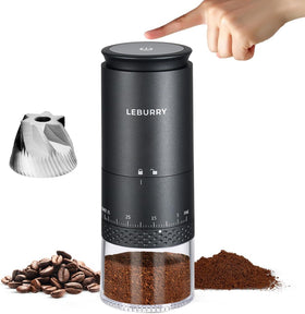 Leburry Burr Coffee Grinder portable for espresso, precise grind on the go.