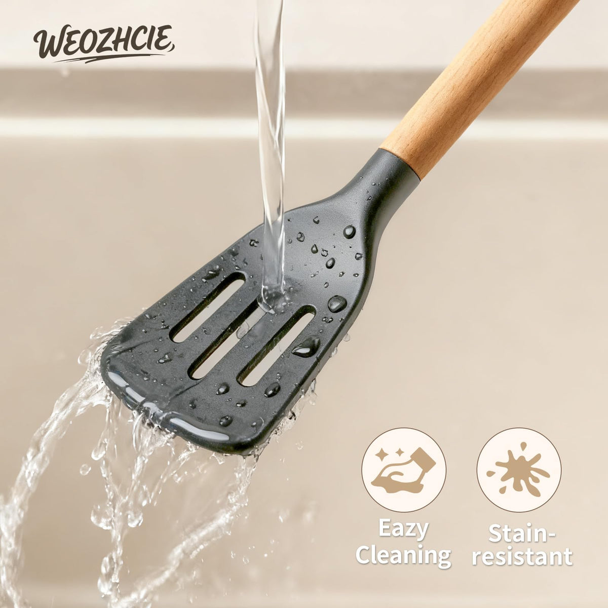 Lecakolma kitchen tongs gray with sturdy grip for flipping.