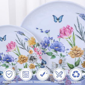 Lechoo floral butterflies dining set view showcases coordinated tableware.