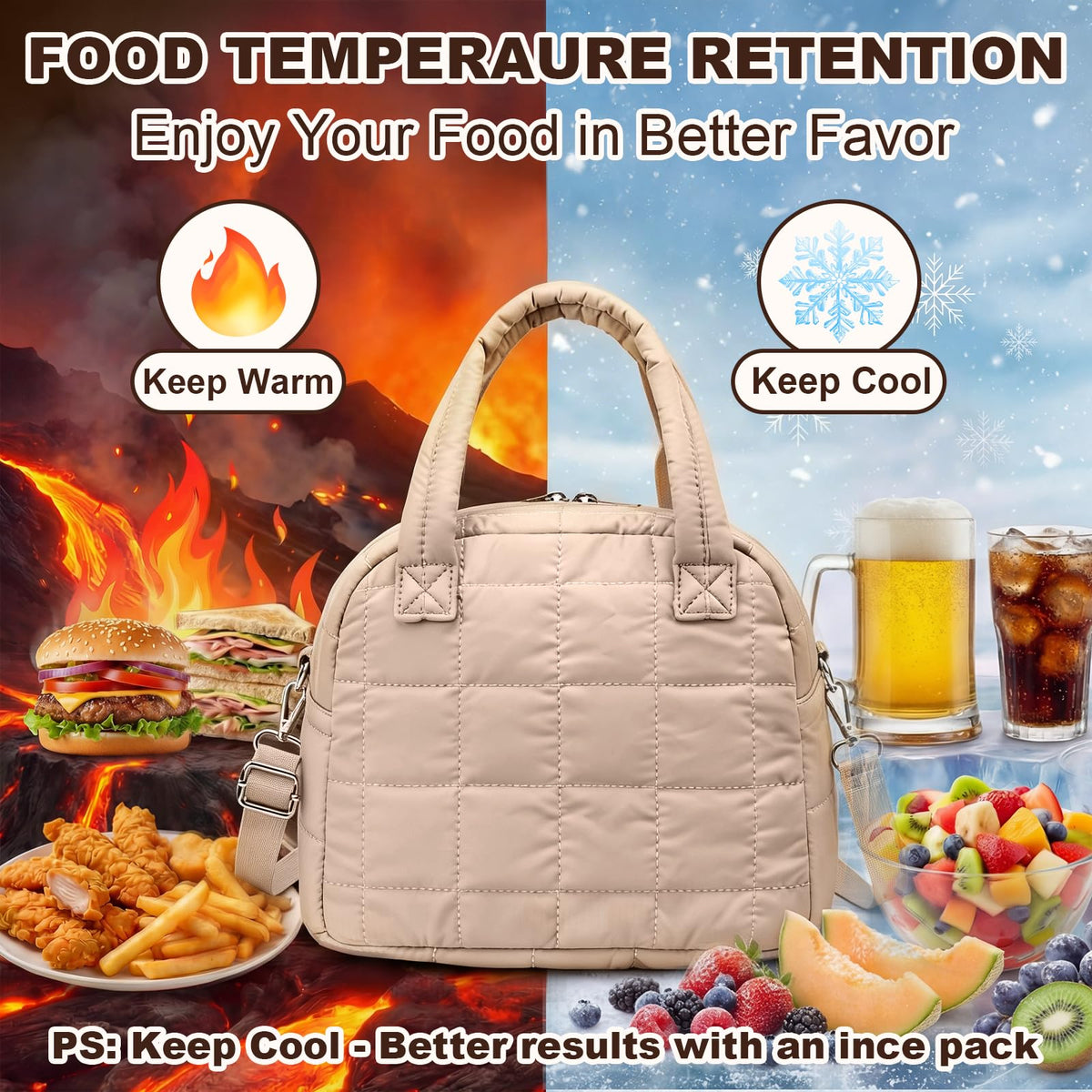 LEDAOU lunch bag waterproof exterior protects contents.