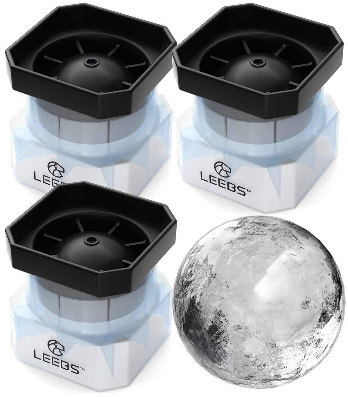 LEEBS silicone freezer press sphere ice ball mold 2.5 inch ideal for slow-melting cocktails.