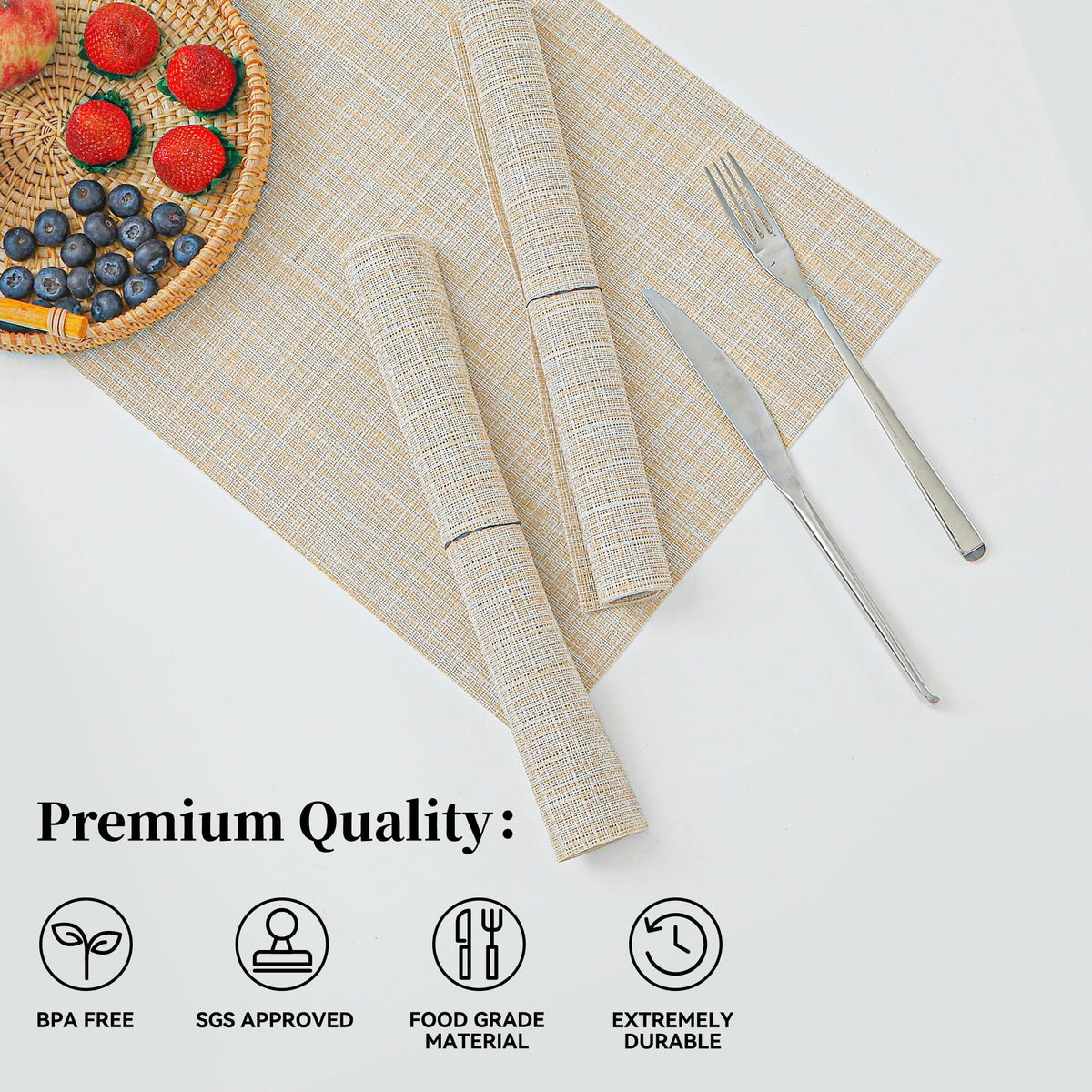 Leetaltree beige placemats non slip surface keeps place during meals