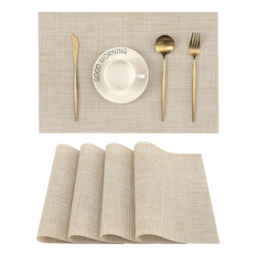 Leetaltree beige placemats set 4 showing woven texture for elegant dining
