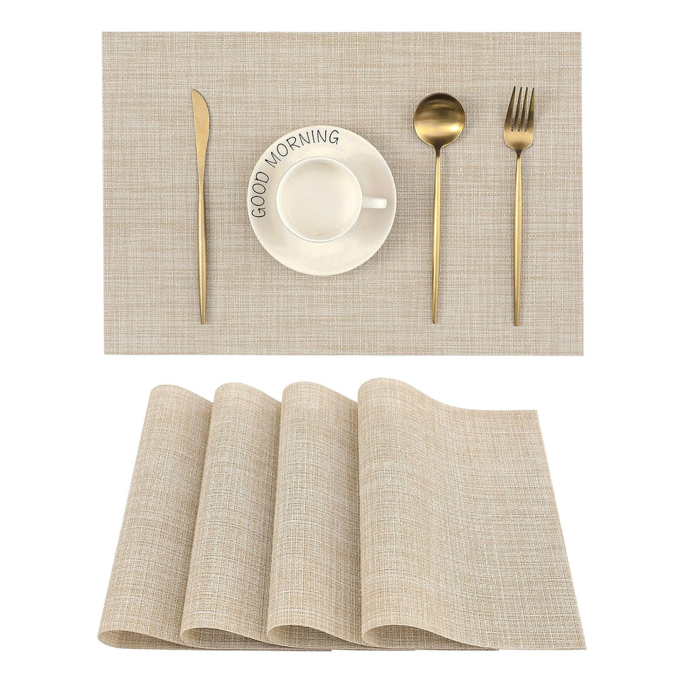 Leetaltree beige placemats set 4 showing woven texture for elegant dining