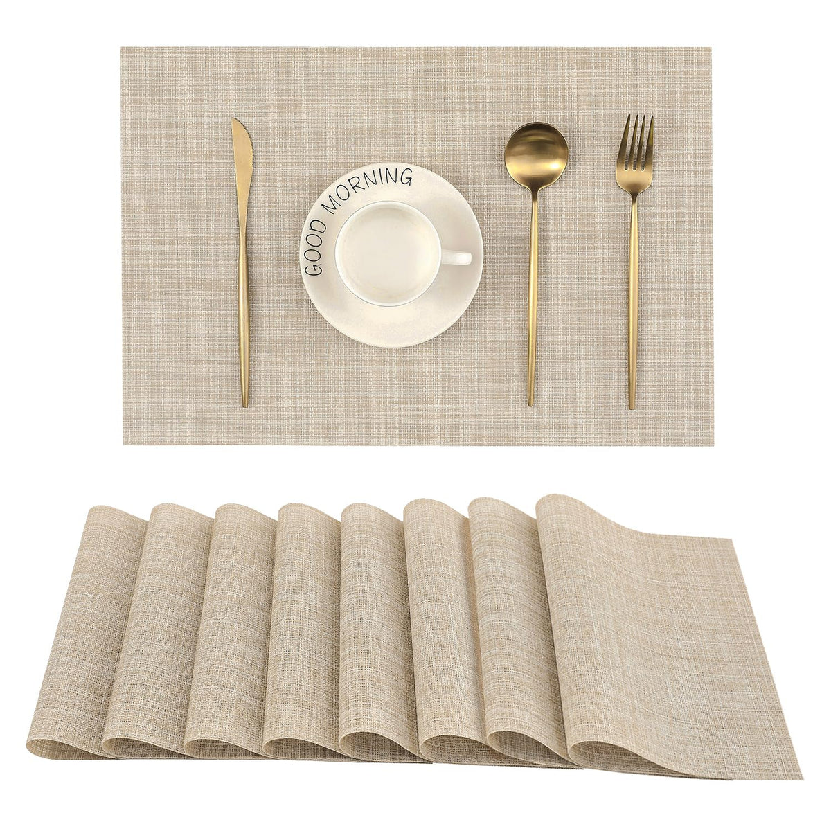 Leetaltree beige placemats set of 8 on dining table protecting surfaces with style