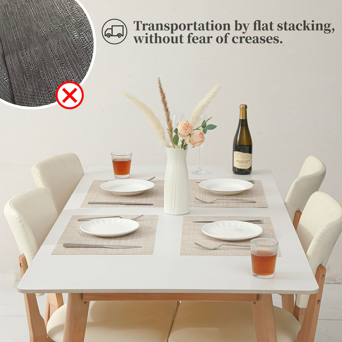 Leetaltree beige placemats showcasing durable woven vinyl