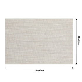 Leetaltree beige-white placemats provide versatile table protection for four-cup settings.