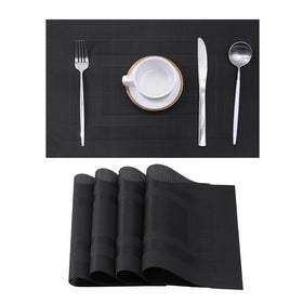 Leetaltree black frame placemats add a sleek look while protecting surfaces.