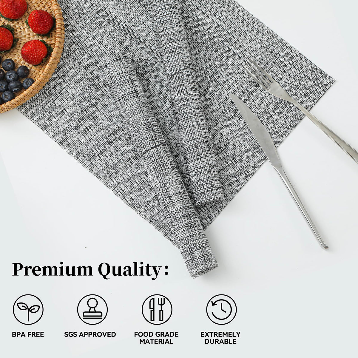 Leetaltree linen-grey placemats on table highlighting elegant everyday dining