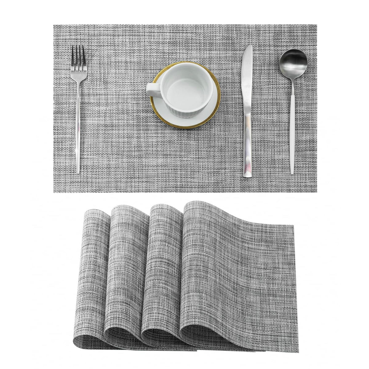 Leetaltree linen grey placemats texture closeup for durable daily dining