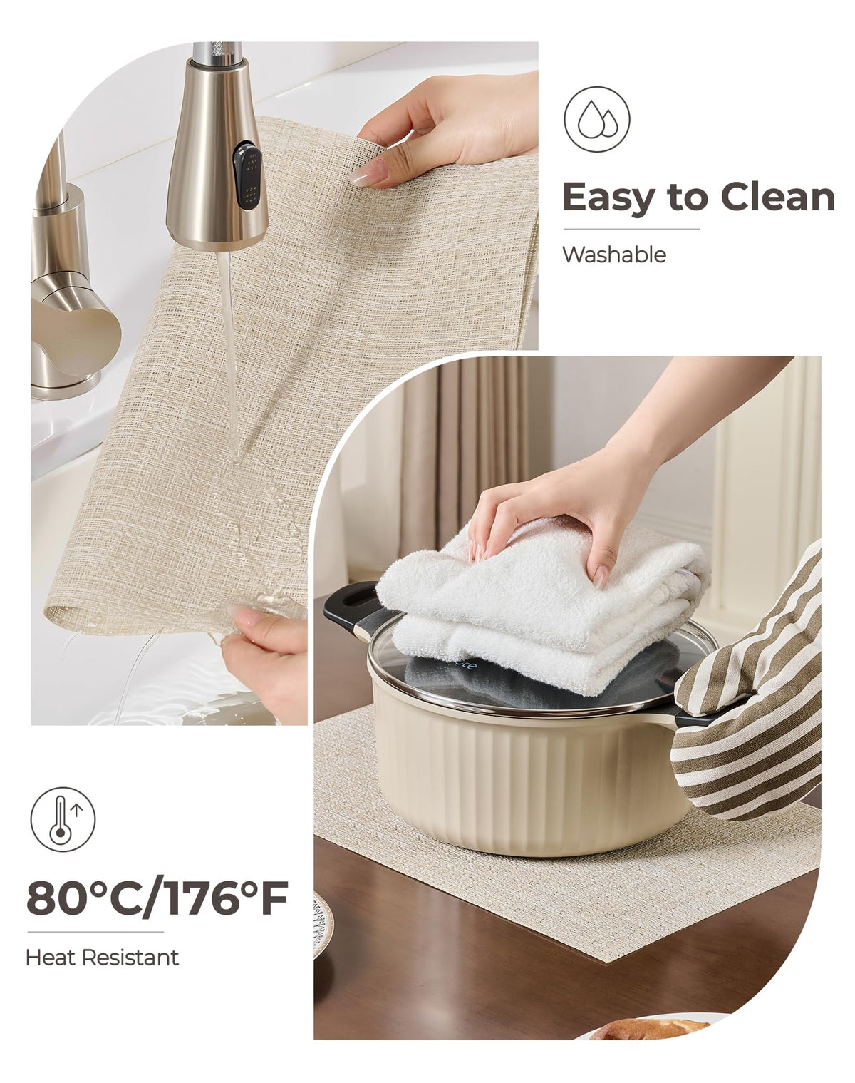 Leetaltree waterproof spill-resistant placemats simplifying cleanup after meals