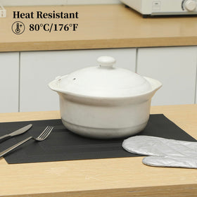Leetaltree waterproof placemats resist spills for stress-free table cleaning.