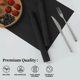 Leetaltree weave-texture placemats provide elegance with easy cleanup after meals.
