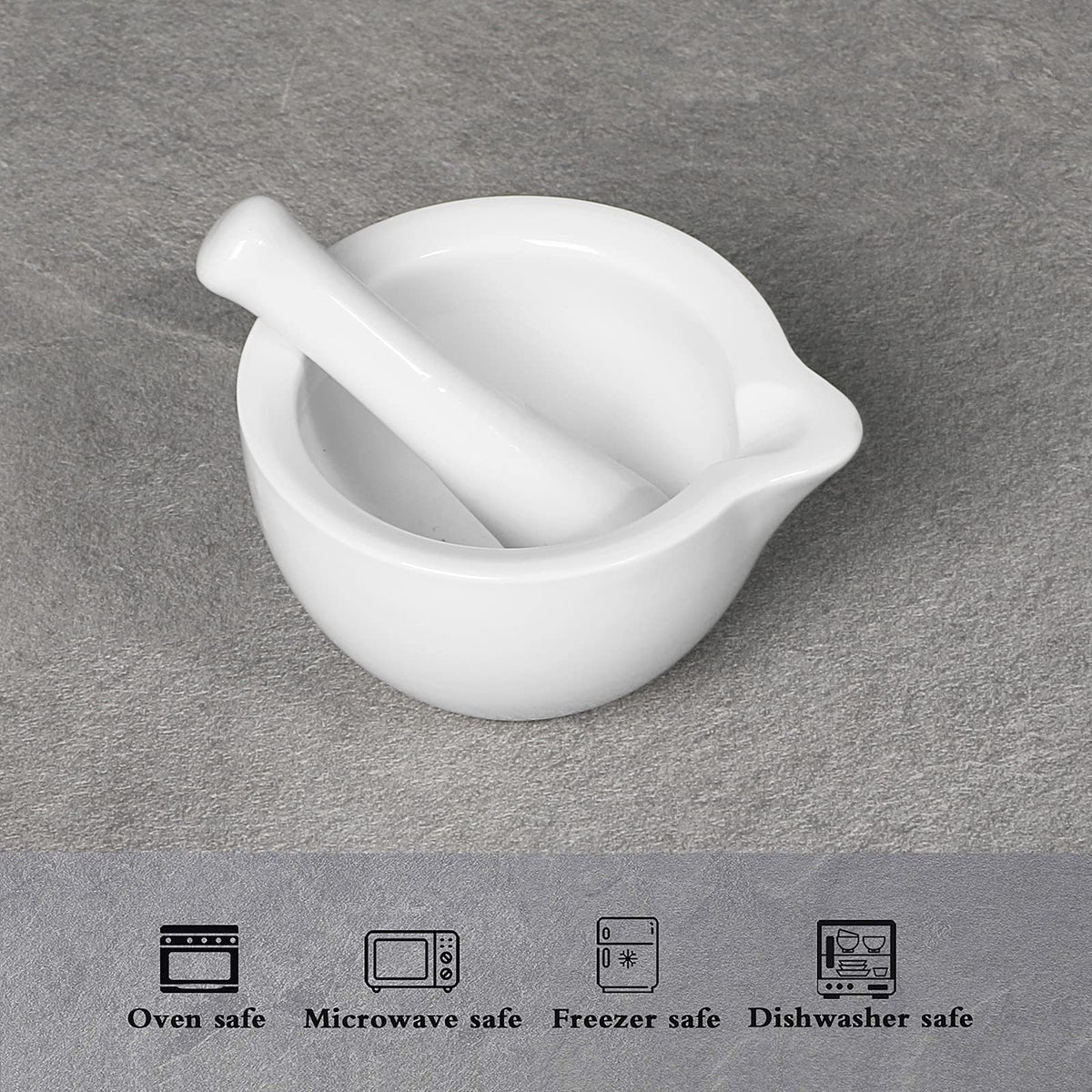 LEETOYI ceramic mortar interior with rough surface for better grinding