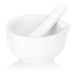 LEETOYI porcelain mortar and pestle with 4-6 inch bowl for precise grinding