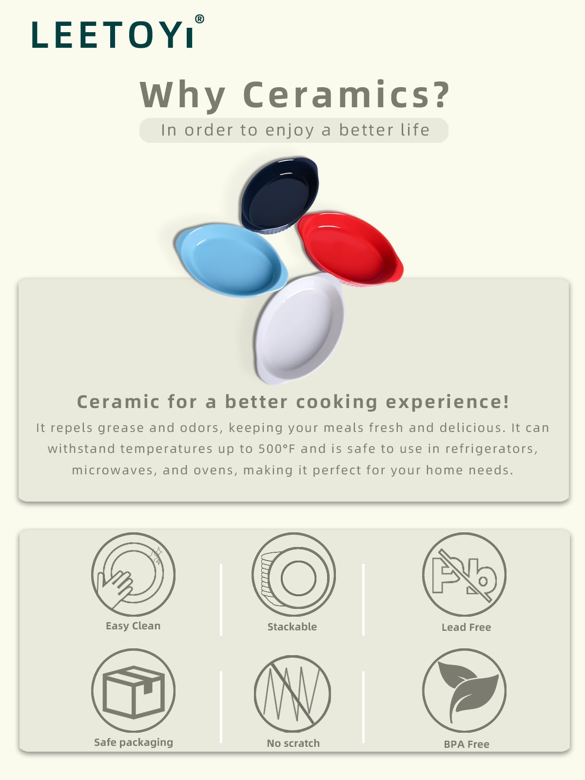 LEETOYI oval dish keeps portions neat and presentable on the table.