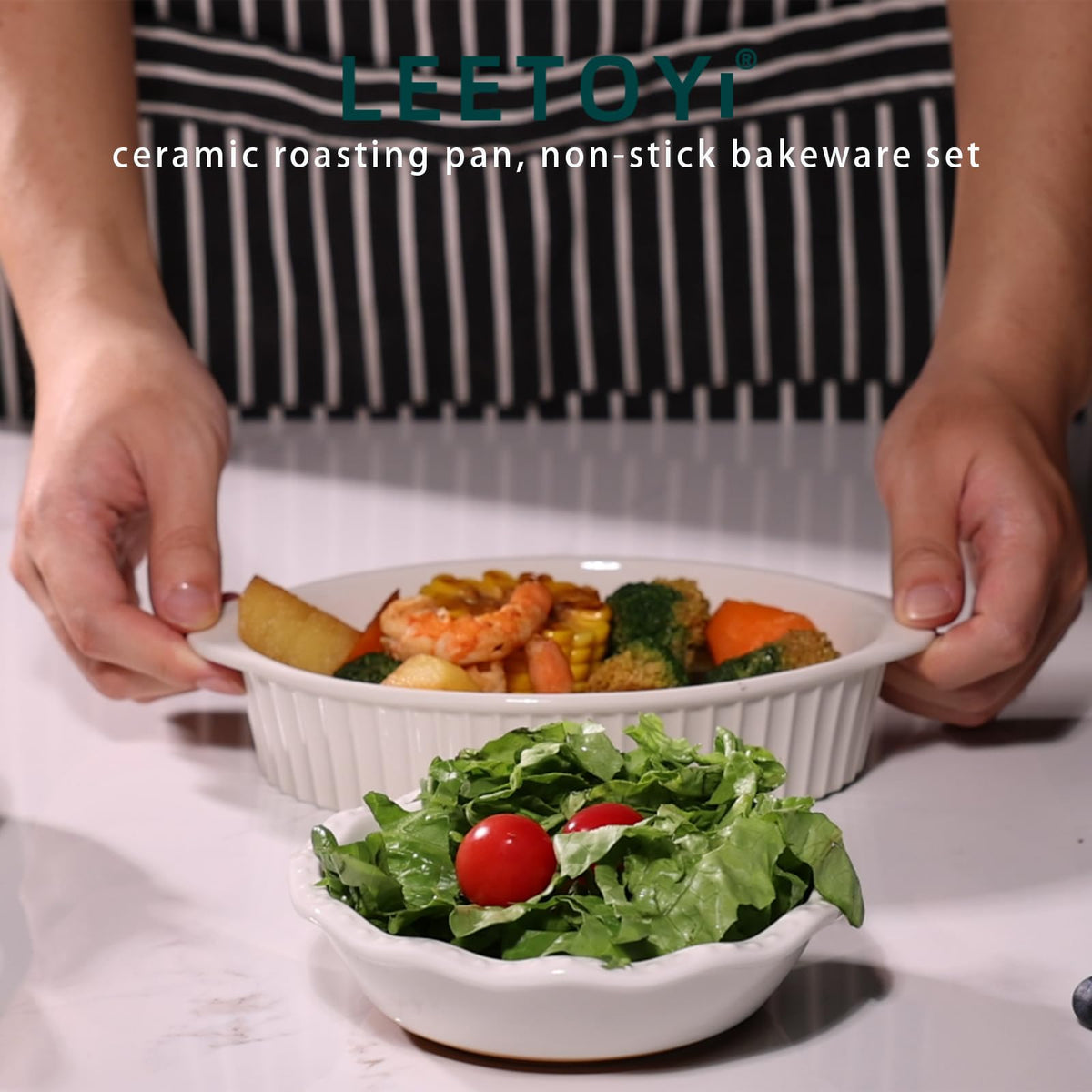 LEETOYI smooth-bright ceramic surface for easy cleaning and daily meal prep.