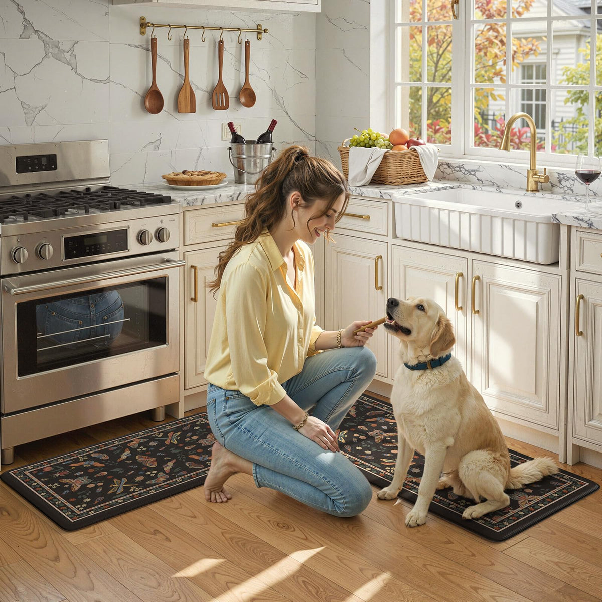 LEEVAN non-slip backing keeps mat securely in place on tile or wood