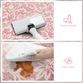 LEEVAN pink mat features 0.48-inch memory foam cushioning for feet.