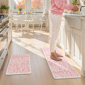 LEEVAN pink mat is versatile for kitchen, desk, or entryways.