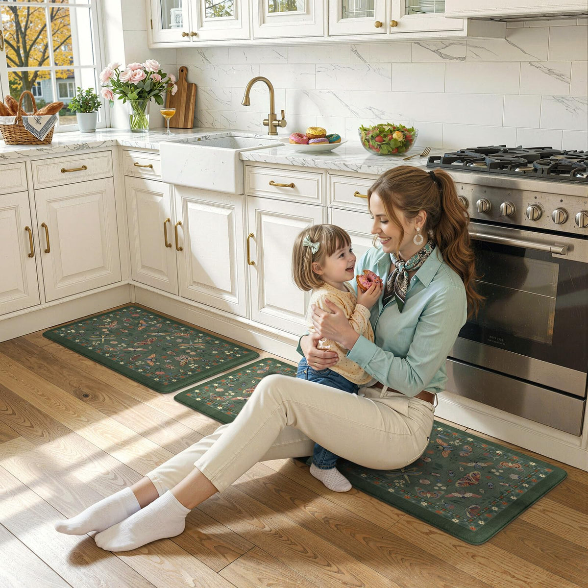 LEEVAN standing desk mat versatility for desk, kitchen, or office.
