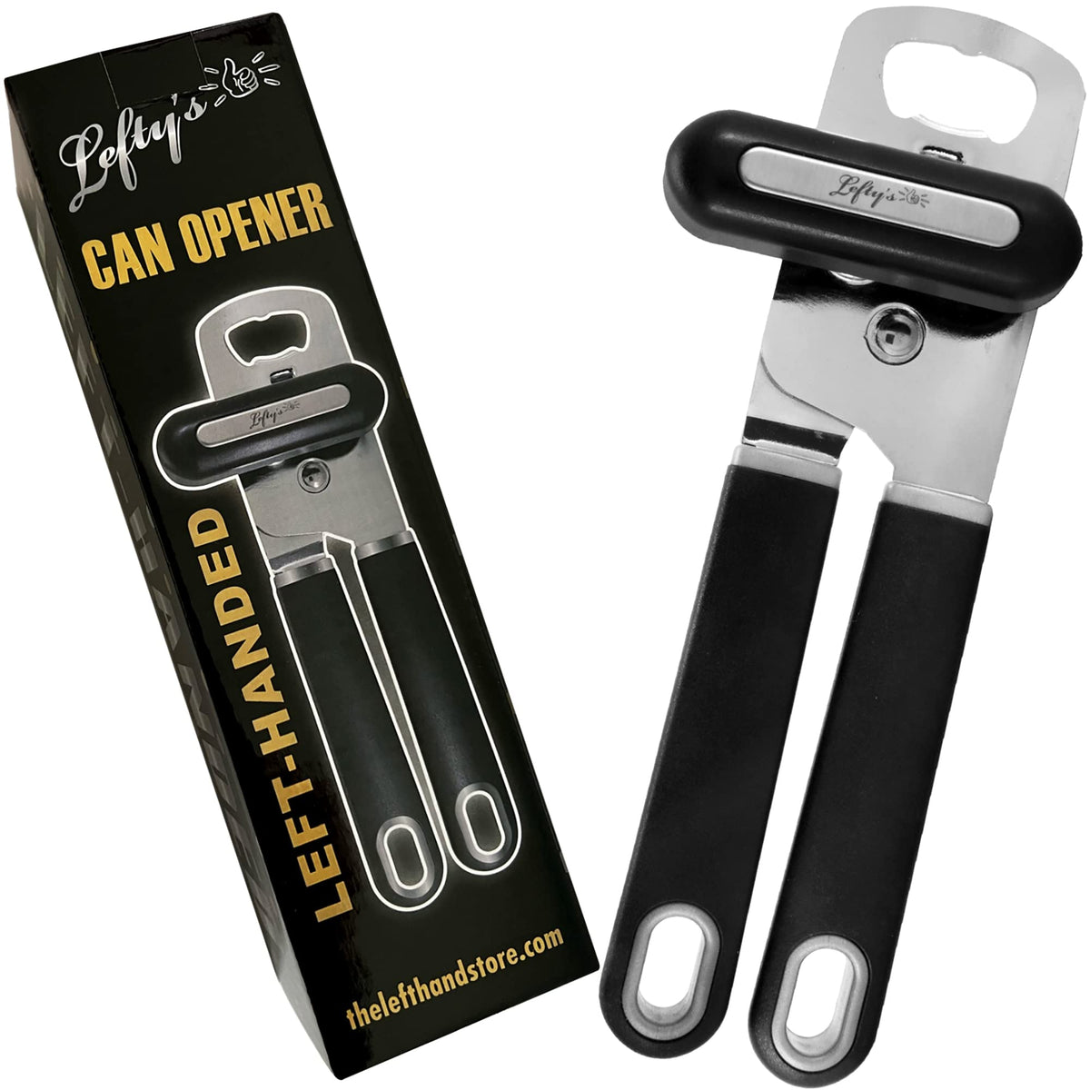 Lefty's Left Handed Can Opener with ergonomic handle for effortless left-handed turning