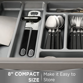 Heavy-duty stainless steel construction of Lefty's can opener for lasting performance