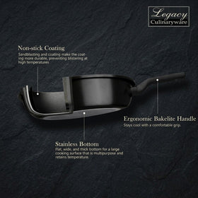 Legacy Culinaryware dishwasher-safe design simplifies cleanup after cooking.