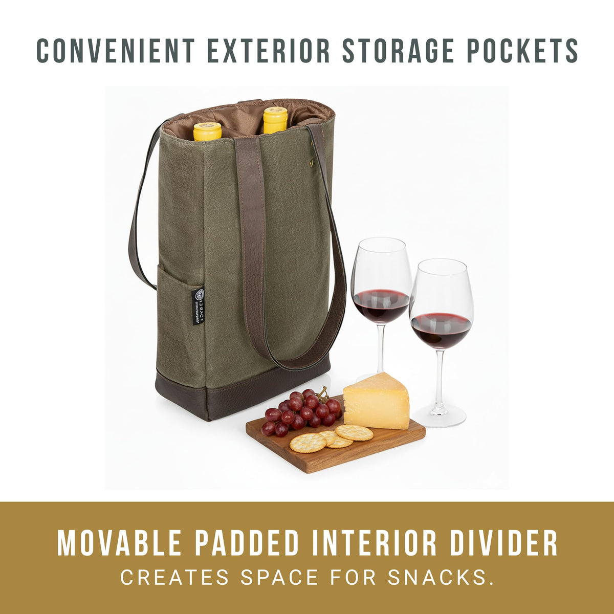 Legacy bag with compartment for cheese and small snacks