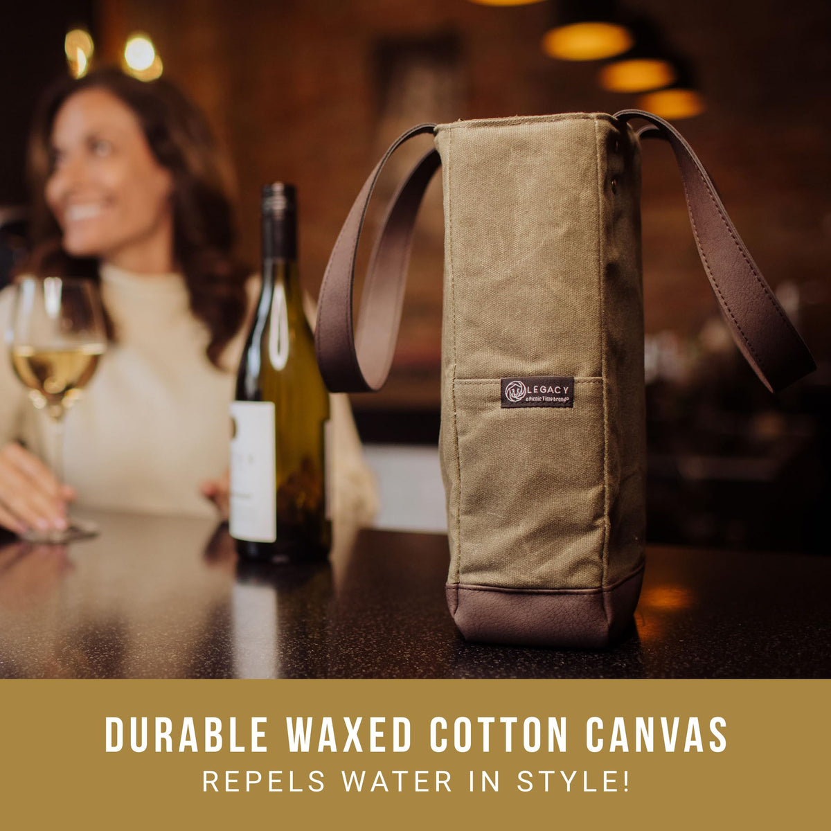 Legacy wine tote with dual handles for comfortable carrying