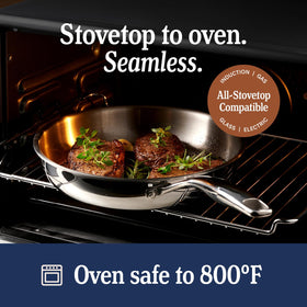 Legend Cookware flared rims enable drip-free pouring.