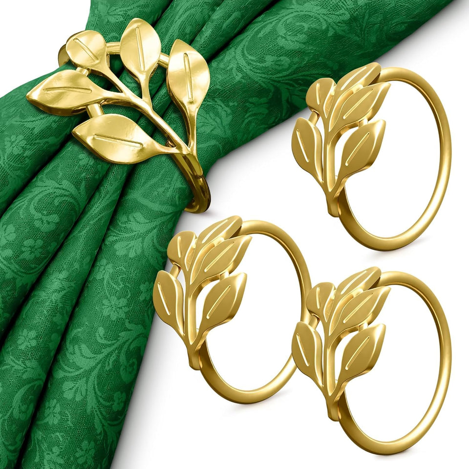 LEGLO gold napkin rings set shines on the dining table, elevating occasions.