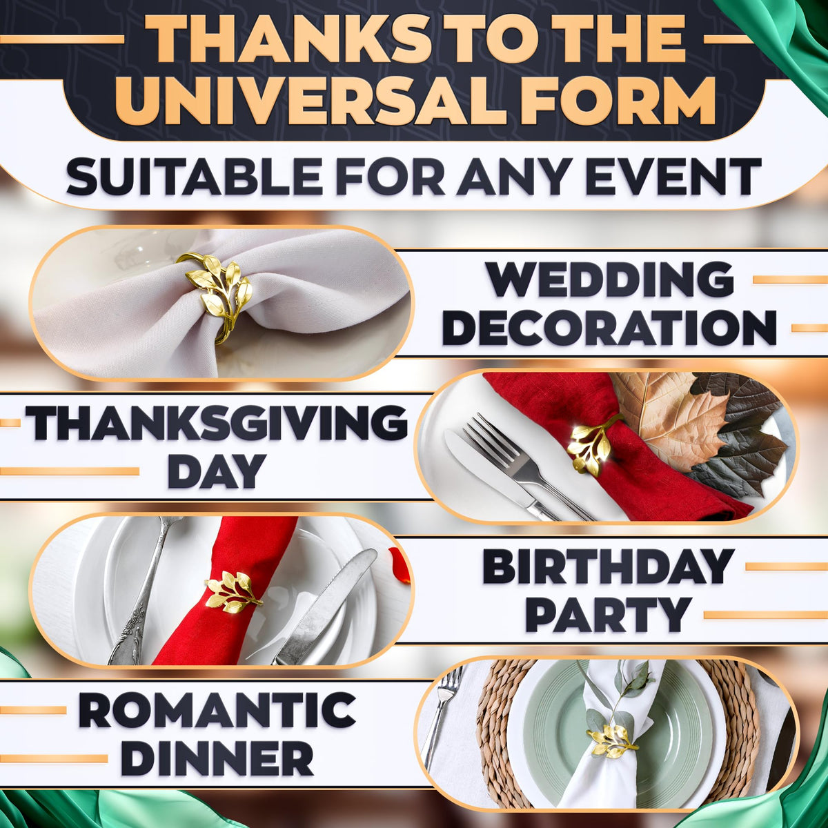 LEGLO holiday dinner table displays festive shimmer and coordinated look.