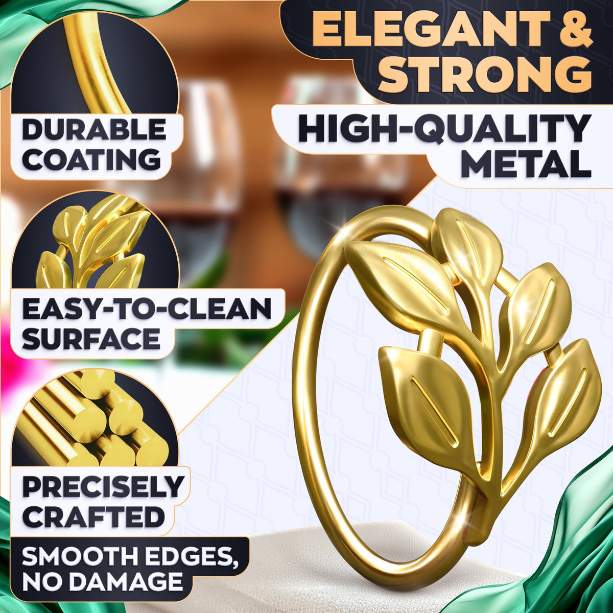 LEGLO napkin rings shown folded with napkins for easy secure styling.