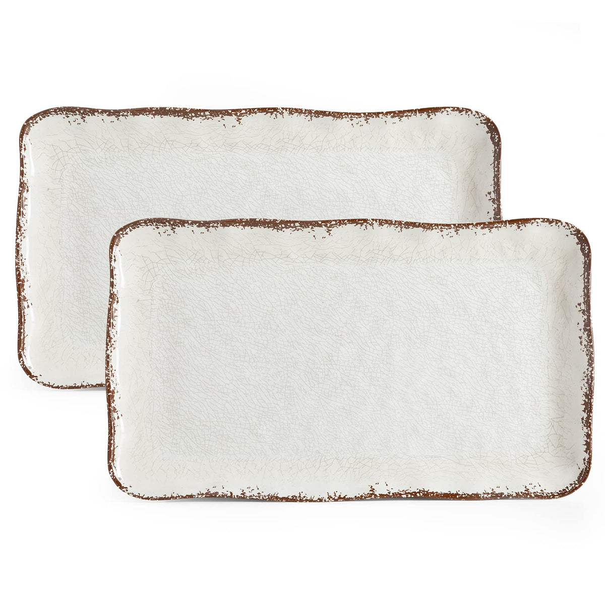 LEHAHA farmhouse large rectangular platter with rustic texture for outdoor dining.