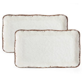 LEHAHA farmhouse large rectangular platter with rustic texture for outdoor dining.