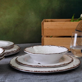LEHAHA lightweight melamine platter with ceramic-like look.