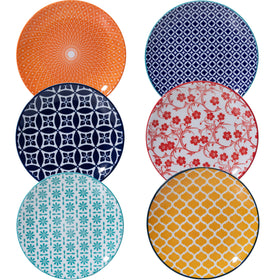 LEHAHA ceramic appetizer plates 6-set showcases vibrant colors, ideal for dessert portions.
