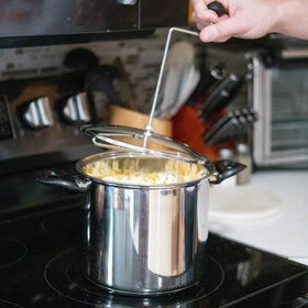 Lehman's kettle doubles as a cooking pot for soups, stews, and potatoes.
