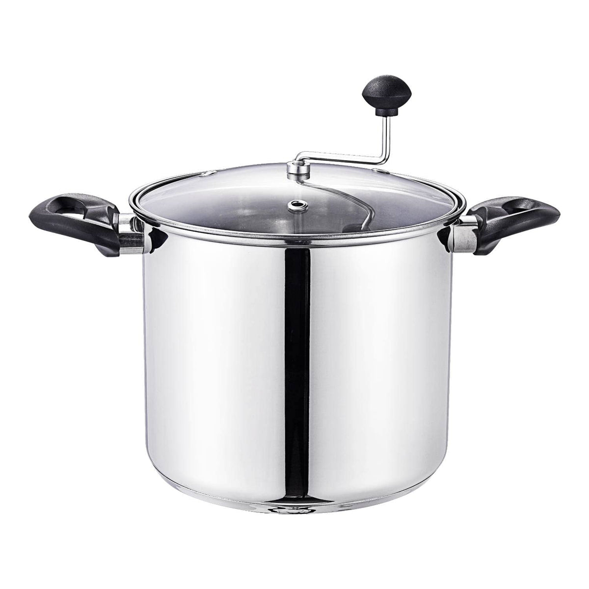 Lehman's manual stovetop popcorn popper ready to pop kernels evenly for a family snack.