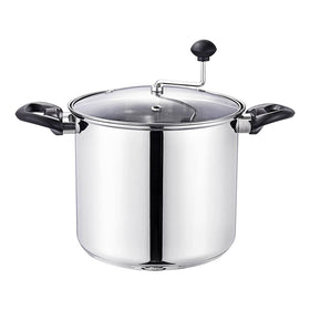 Lehman's manual stovetop popcorn popper ready to pop kernels evenly for a family snack.