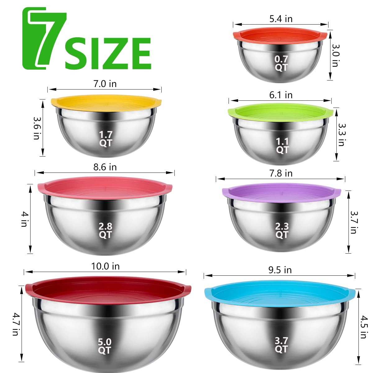 Leidawn seven-piece set spans multiple sizes for versatile cooking tasks.