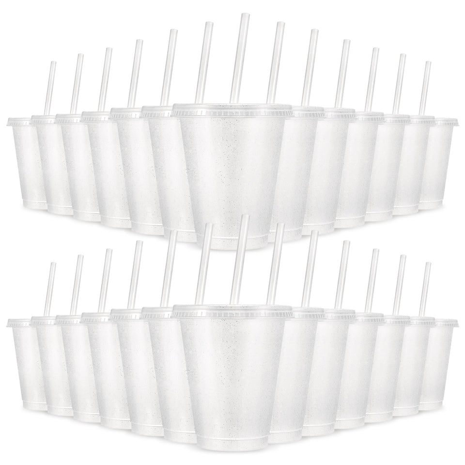 LEIFEOSH 24-pack tumblers with lids and straws for parties