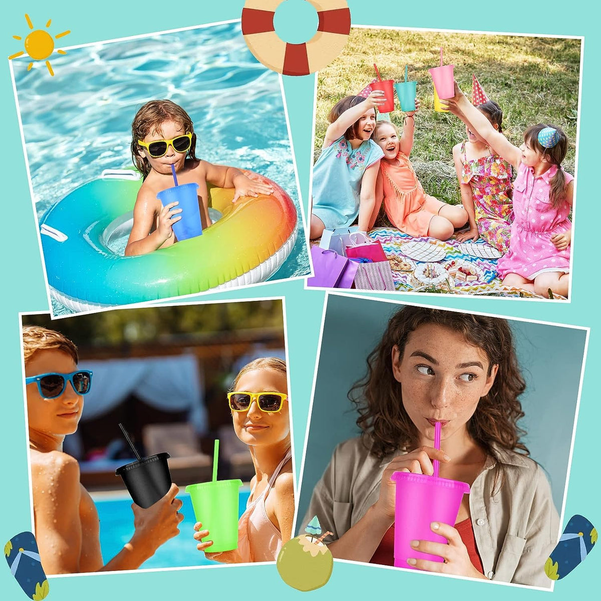 LEIFEOSH colorful cups suit picnics, beach trips, celebrations