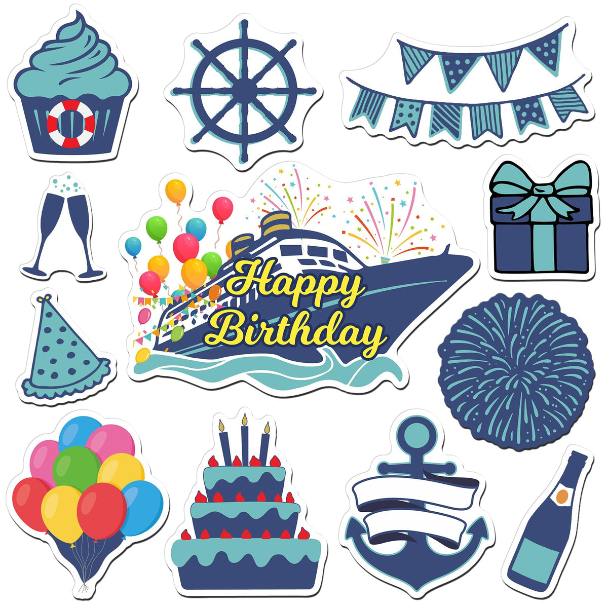 LEIFIDE birthday cruise door magnet set in blue for easy cabin finding