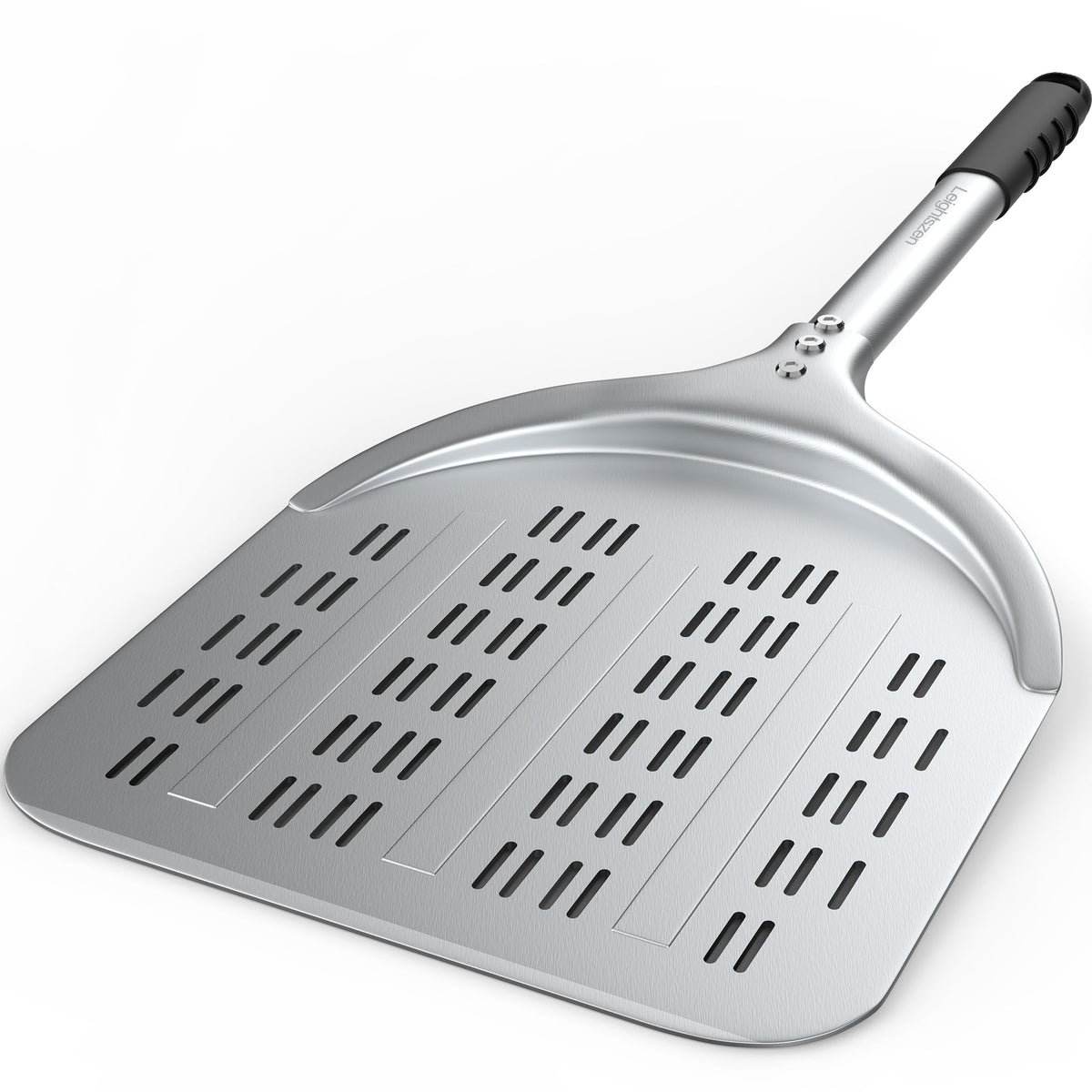 Leightszen pizza peel 12-inch perforated surface for flour removal and easy transfer