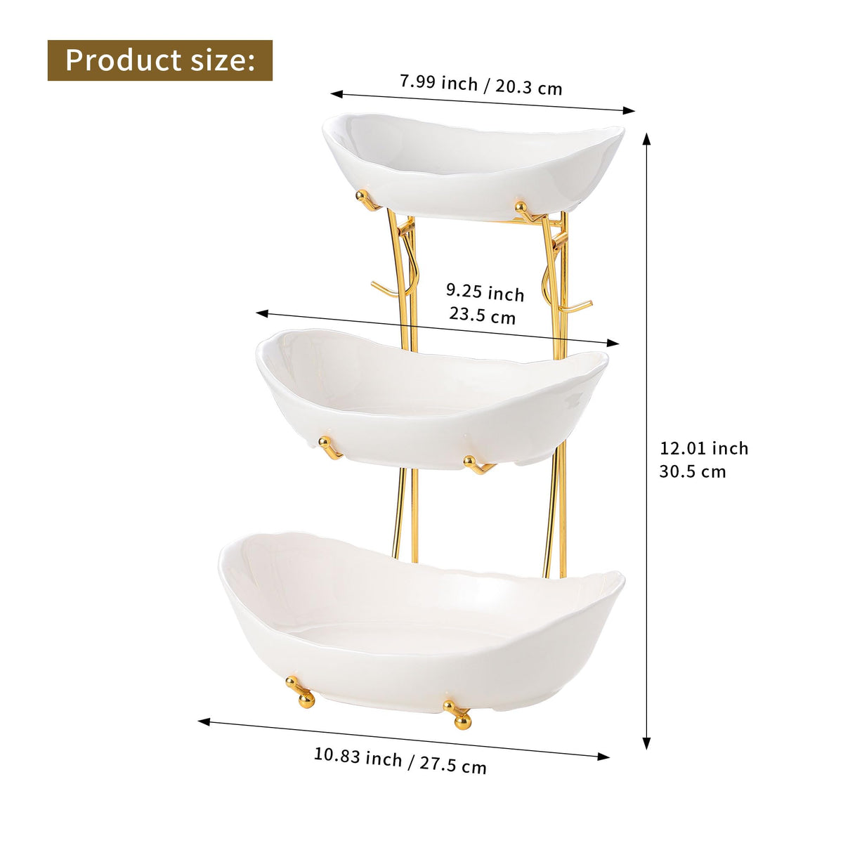 Leijosya White ceramic bowls on gold stand ideal for dessert presentation