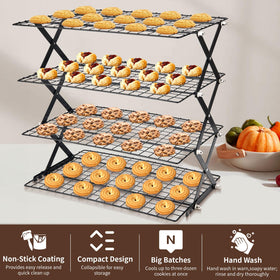 LEIMO KPARTS Cookie Baking Rack cooling a batch of cookies evenly